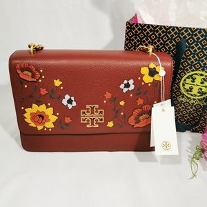Tory Burch Britten Embellished Blood Red Floral